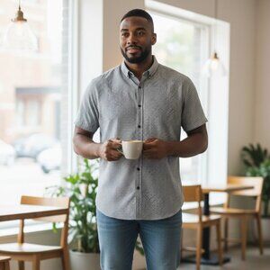 Perry Ellis Mens Geometric Print Short Sleeve Shirt Size 3X